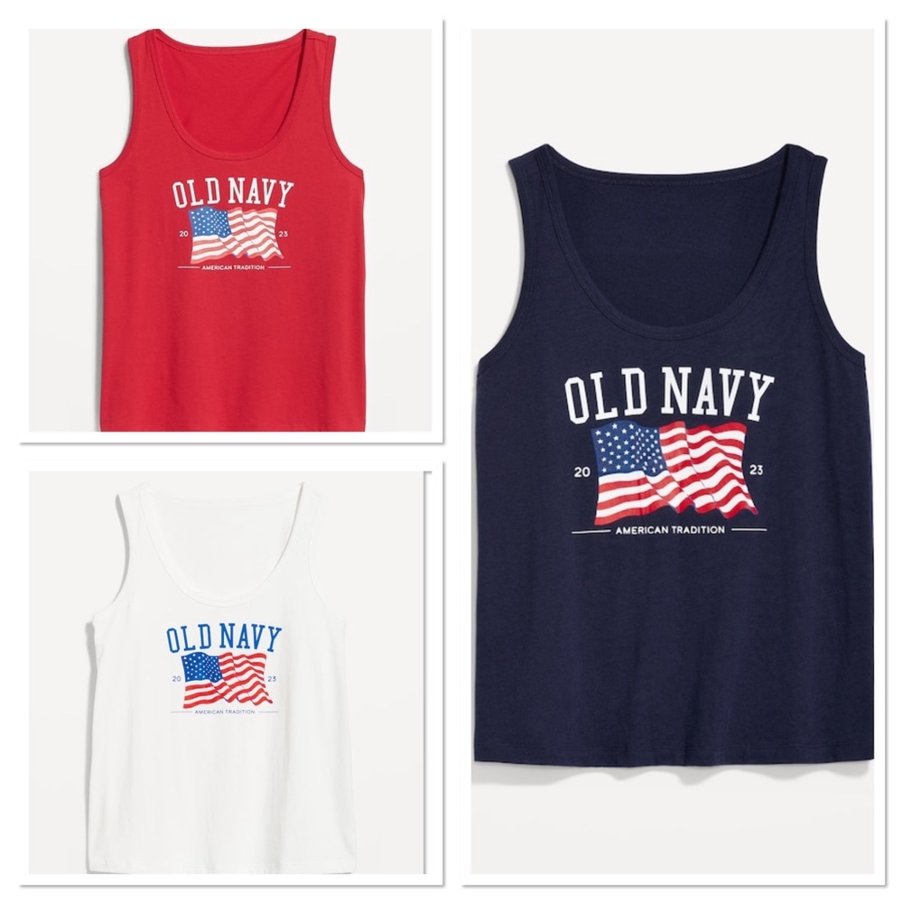 Old Navy Tank Top American Flag Patriotic Womens XS S M L XL 2X 3X NWT